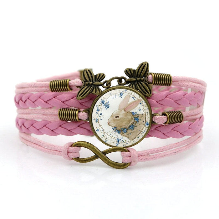 Wholesale Easter Bunny Vintage Gemstone Butterfly Alloy Bracelet JDC-BT-hengx007 Bracelet 横湘 Pink Wholesale Jewelry JoyasDeChina Joyas De China