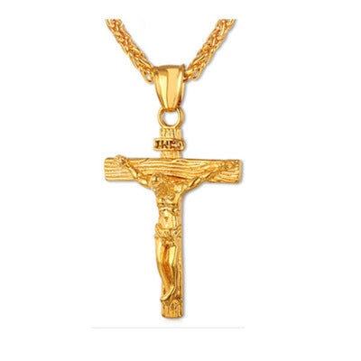 Wholesale Easter Jesus Cross Long Alloy Necklace JDC-NE-PanX001 Necklaces 盼赐 gold Wholesale Jewelry JoyasDeChina Joyas De China
