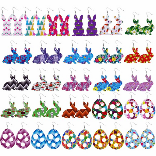 Wholesale Easter Reversible Leather Earrings Cute Print Earrings JDC-ES-ZL002 Earrings 钻拉 Wholesale Jewelry JoyasDeChina Joyas De China