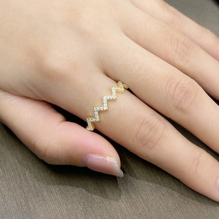 Wholesale ECG Wave Ring JDC-RS-Liuliu002 Rings 六六 Wholesale Jewelry JoyasDeChina Joyas De China
