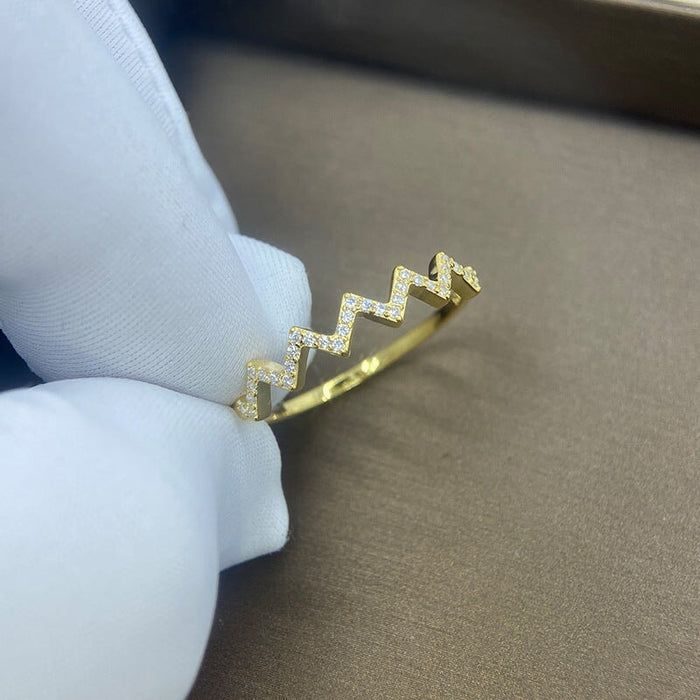 Wholesale ECG Wave Ring JDC-RS-Liuliu002 Rings 六六 2 6 Wholesale Jewelry JoyasDeChina Joyas De China