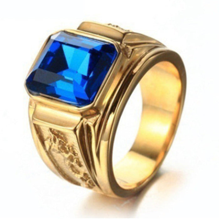Wholesale Electroplated Alloy Gemstone Rings JDC-RS-WenT009 Rings 润涛 blue US size 7 Wholesale Jewelry JoyasDeChina Joyas De China