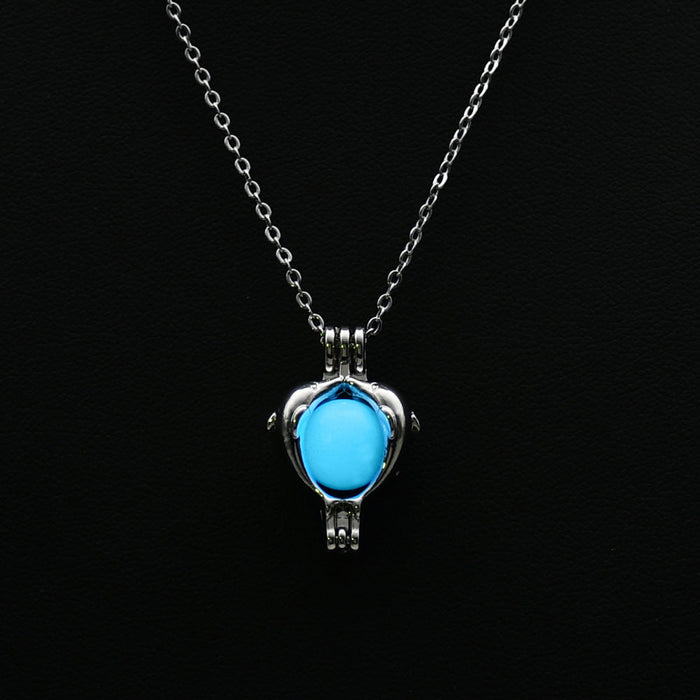 Wholesale Electroplated Alloy Glitter Stone Glowing Necklace JDC-NE-YF205 Necklaces 友菲 sky blue Wholesale Jewelry JoyasDeChina Joyas De China