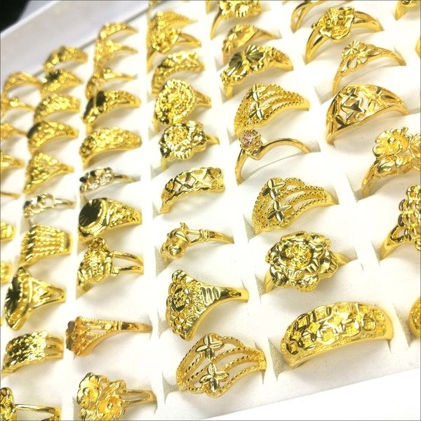 Wholesale Electroplated Alloy Gold Mixed Size Rings JDC-RS-Xuy019 Rings 旭颖 Wholesale Jewelry JoyasDeChina Joyas De China