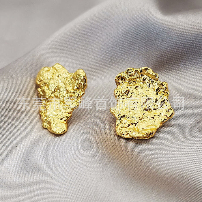 Wholesale Electroplated Brass Asymmetric Brass Lava Earrings JDC-ES-Junf005 Earrings 军峰 Wholesale Jewelry JoyasDeChina Joyas De China