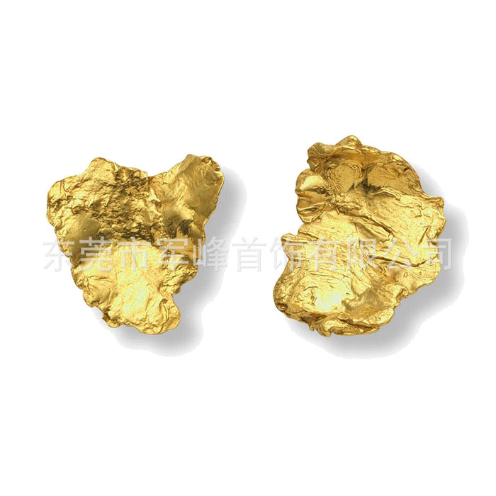 Wholesale Electroplated Brass Asymmetric Brass Lava Earrings JDC-ES-Junf005 Earrings 军峰 Wholesale Jewelry JoyasDeChina Joyas De China