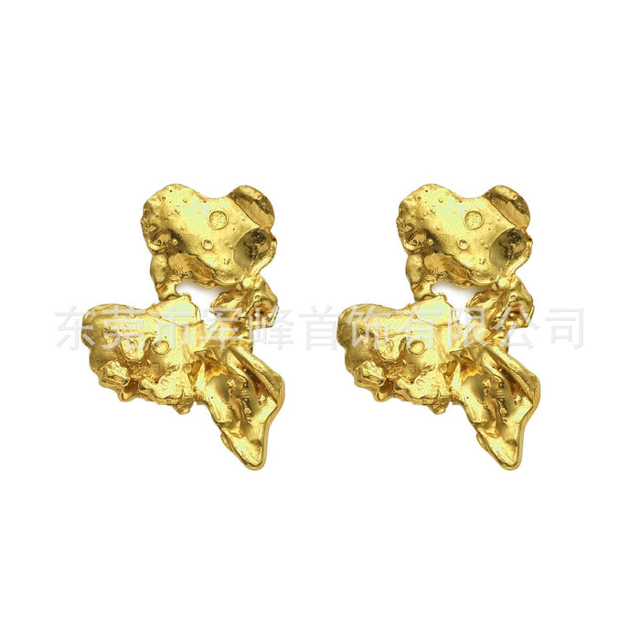 Wholesale Electroplated Brass Lava Irregular Earrings JDC-ES-Junf007 Earrings 军峰 Wholesale Jewelry JoyasDeChina Joyas De China