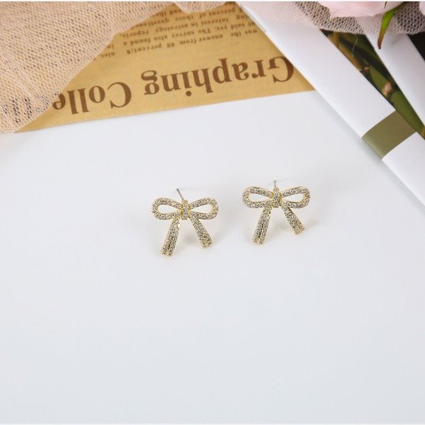 Wholesale electroplated copper bowknot earrings JDC-ES-ChenY008 Earrings 晨远 Wholesale Jewelry JoyasDeChina Joyas De China