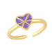 Wholesale Electroplated Copper Color Heart Shaped Rings JDC-RS-AS282 Rings JoyasDeChina purple color adjustable Wholesale Jewelry JoyasDeChina Joyas De China