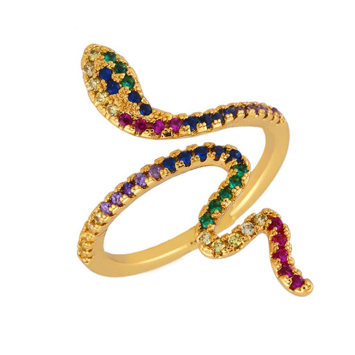 Wholesale Electroplated Copper Color Rhinestone Snake Rings JDC-RS-Chenr005 Rings 晨睿 Wholesale Jewelry JoyasDeChina Joyas De China