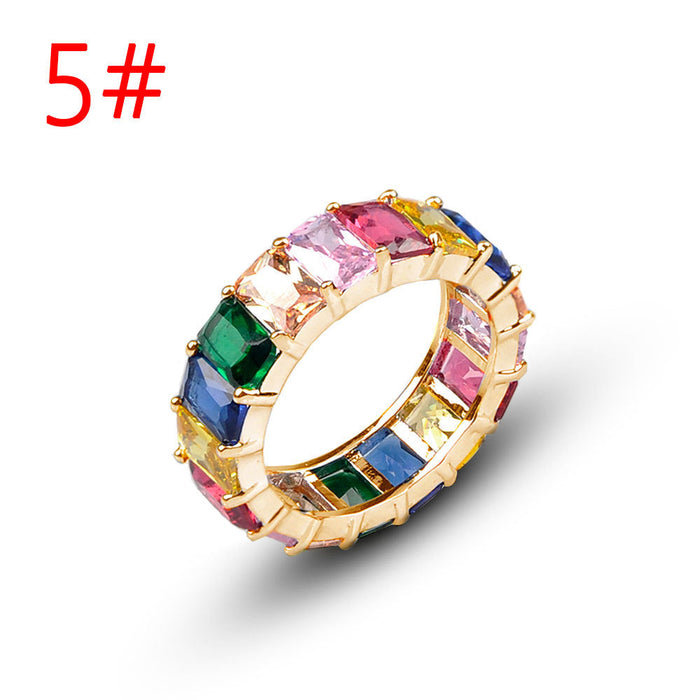 Wholesale Electroplated Copper Colored Zircon Ring JDC-RS-MiMeng019 Rings 米萌 5# Wholesale Jewelry JoyasDeChina Joyas De China