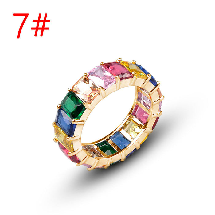 Wholesale Electroplated Copper Colored Zircon Ring JDC-RS-MiMeng019 Rings 米萌 7# Wholesale Jewelry JoyasDeChina Joyas De China