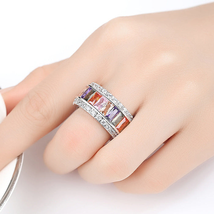 Wholesale Electroplated Copper Colored Zircon Ring JDC-RS-MiMeng034 Rings 米萌 Wholesale Jewelry JoyasDeChina Joyas De China