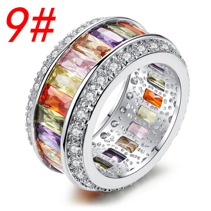 Wholesale Electroplated Copper Colored Zircon Ring JDC-RS-MiMeng034 Rings 米萌 9# Wholesale Jewelry JoyasDeChina Joyas De China