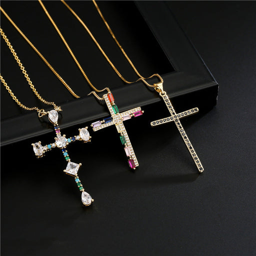Wholesale electroplated copper cross pendant necklaces JDC-NE-AG100 necklaces JoyasDeChina Wholesale Jewelry JoyasDeChina Joyas De China