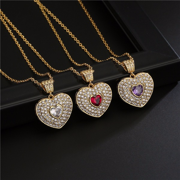 Wholesale electroplated copper heart-shaped pendant necklaces JDC-NE-AG108 necklaces JoyasDeChina Wholesale Jewelry JoyasDeChina Joyas De China