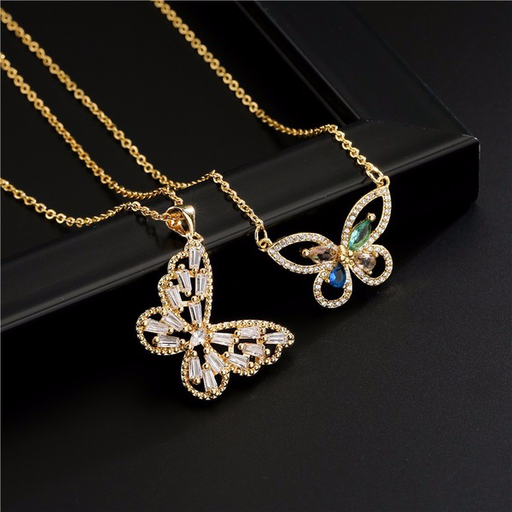 Wholesale electroplated copper hollow butterfly pendant necklaces JDC-NE-AG107 necklaces JoyasDeChina Wholesale Jewelry JoyasDeChina Joyas De China