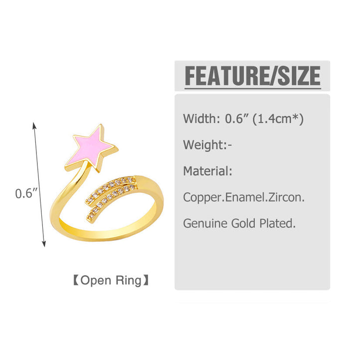 Wholesale Electroplated Copper Pentagram Zircon Rings JDC-RS-AS268 Rings JoyasDeChina Wholesale Jewelry JoyasDeChina Joyas De China
