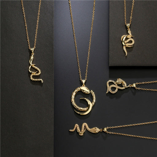 Wholesale Electroplated Copper Snake Necklaces JDC-NE-AG130 Necklaces 澳古 Wholesale Jewelry JoyasDeChina Joyas De China