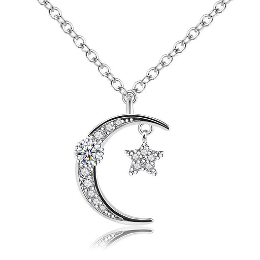 Wholesale Electroplated Copper Star Moon Necklace JDC-NE-MiMeng015 Necklaces 米萌 white Wholesale Jewelry JoyasDeChina Joyas De China