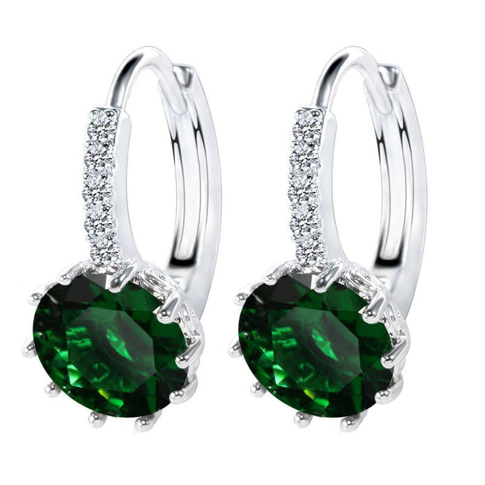 Wholesale Electroplated Copper Zircon Earrings JDC-ES-MiMeng024 Earrings 米萌 green Wholesale Jewelry JoyasDeChina Joyas De China
