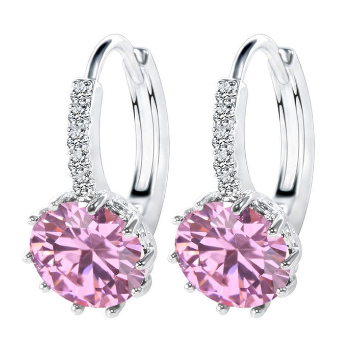 Wholesale Electroplated Copper Zircon Earrings JDC-ES-MiMeng024 Earrings 米萌 pink Wholesale Jewelry JoyasDeChina Joyas De China