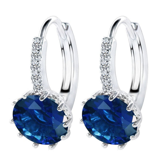 Wholesale Electroplated Copper Zircon Earrings JDC-ES-MiMeng024 Earrings 米萌 royal blue Wholesale Jewelry JoyasDeChina Joyas De China