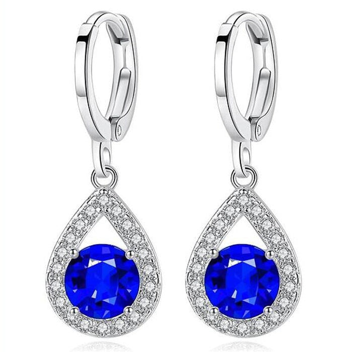 Wholesale Electroplated Copper Zircon Earrings JDC-ES-MiMeng027 Earrings 米萌 blue Wholesale Jewelry JoyasDeChina Joyas De China
