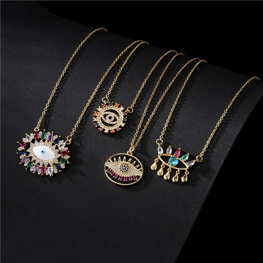 Wholesale electroplated copper zircon eye pendant necklaces JDC-NE-AG117 necklaces JoyasDeChina Wholesale Jewelry JoyasDeChina Joyas De China