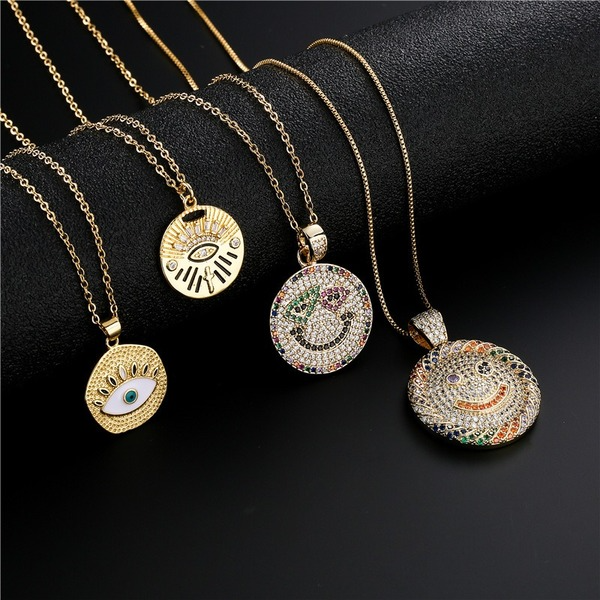 Wholesale electroplated copper zircon eye pendant necklaces JDC-NE-AG120 necklaces JoyasDeChina Wholesale Jewelry JoyasDeChina Joyas De China