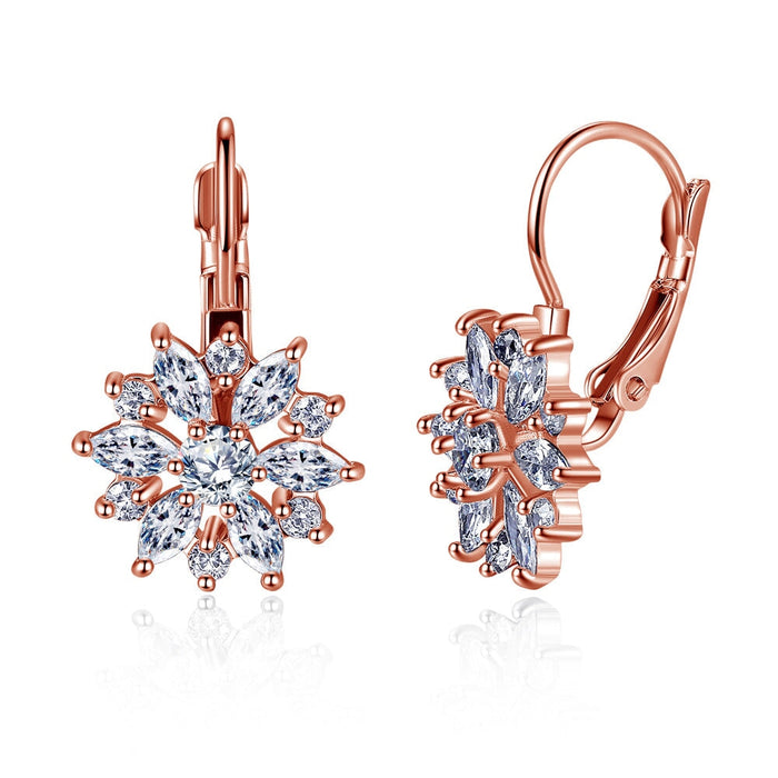 Wholesale Electroplated Copper Zircon Flower Shape Earrings JDC-ES-MiMeng031 Earrings 米萌 Wholesale Jewelry JoyasDeChina Joyas De China
