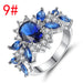Wholesale Electroplated Copper Zircon Flower Shape Rings JDC-RS-MiMeng009 Rings 米萌 blue 9 Wholesale Jewelry JoyasDeChina Joyas De China
