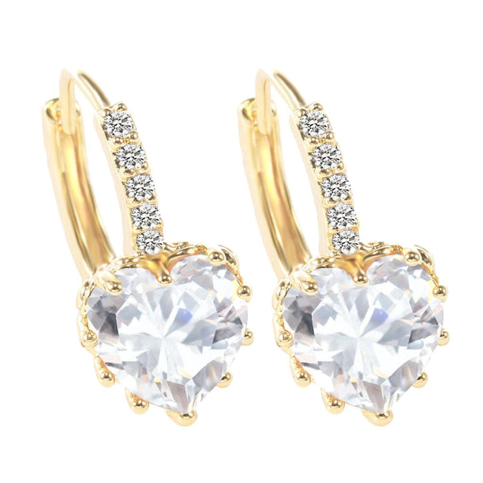 Wholesale Electroplated Copper Zircon Heart Earrings JDC-ES-MiMeng030 Earrings 米萌 gold Wholesale Jewelry JoyasDeChina Joyas De China
