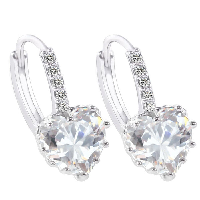 Wholesale Electroplated Copper Zircon Heart Earrings JDC-ES-MiMeng030 Earrings 米萌 white Wholesale Jewelry JoyasDeChina Joyas De China