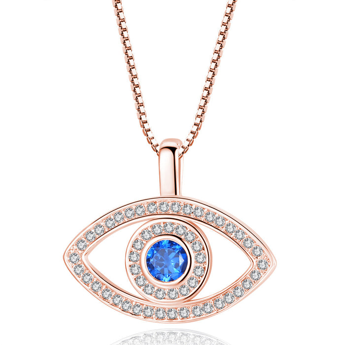 Wholesale Electroplated Copper Zircon Lucky Blue Eye Necklace JDC-NE-MiMeng016 Necklaces 米萌 rose gold Wholesale Jewelry JoyasDeChina Joyas De China
