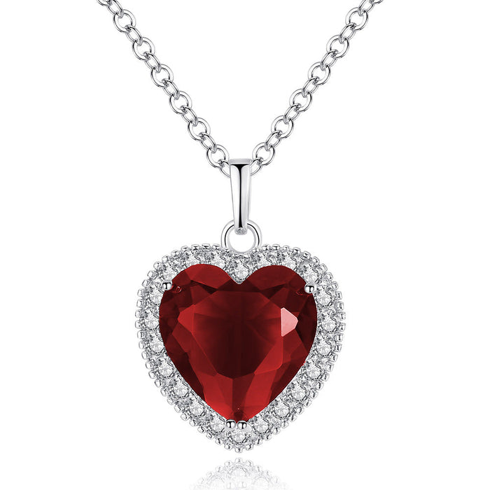 Wholesale Electroplated Copper Zircon Ocean Heart Necklace JDC-NE-MiMeng018 Necklaces 米萌 red Wholesale Jewelry JoyasDeChina Joyas De China