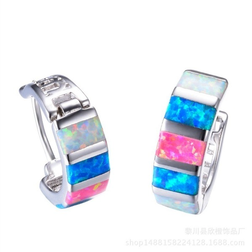 Wholesale Electroplated Copper Zircon Opal Earrings JDC-ES-WenT010 Earrings 润涛 Wholesale Jewelry JoyasDeChina Joyas De China