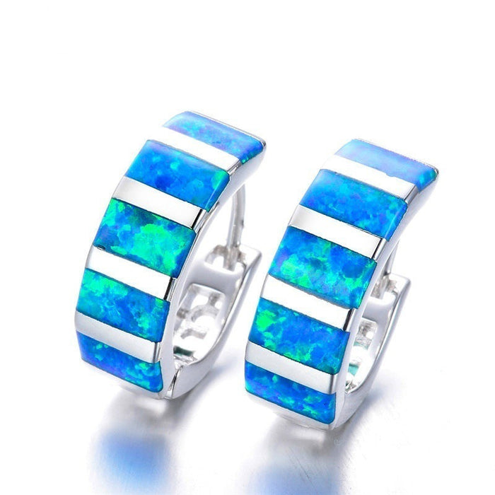 Wholesale Electroplated Copper Zircon Opal Earrings JDC-ES-WenT010 Earrings 润涛 blue Wholesale Jewelry JoyasDeChina Joyas De China