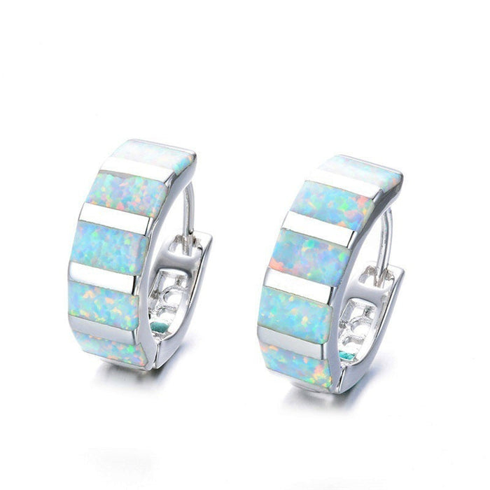 Wholesale Electroplated Copper Zircon Opal Earrings JDC-ES-WenT010 Earrings 润涛 white Wholesale Jewelry JoyasDeChina Joyas De China