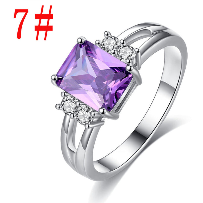 Wholesale Electroplated Copper Zircon Open Ring JDC-RS-MiMeng024 Rings 米萌 purple 7 Wholesale Jewelry JoyasDeChina Joyas De China