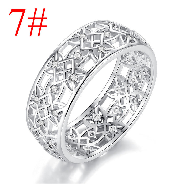 Wholesale Electroplated Copper Zircon Openwork Rings JDC-RS-MiMeng018 Rings 米萌 White 7# Wholesale Jewelry JoyasDeChina Joyas De China