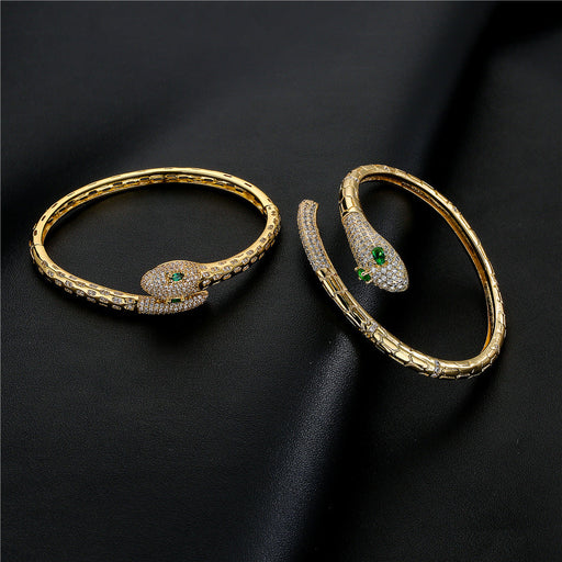 Wholesale Electroplated Copper Zircon Snake Bracelet JDC-BT-AG027 Necklaces 澳古 Wholesale Jewelry JoyasDeChina Joyas De China