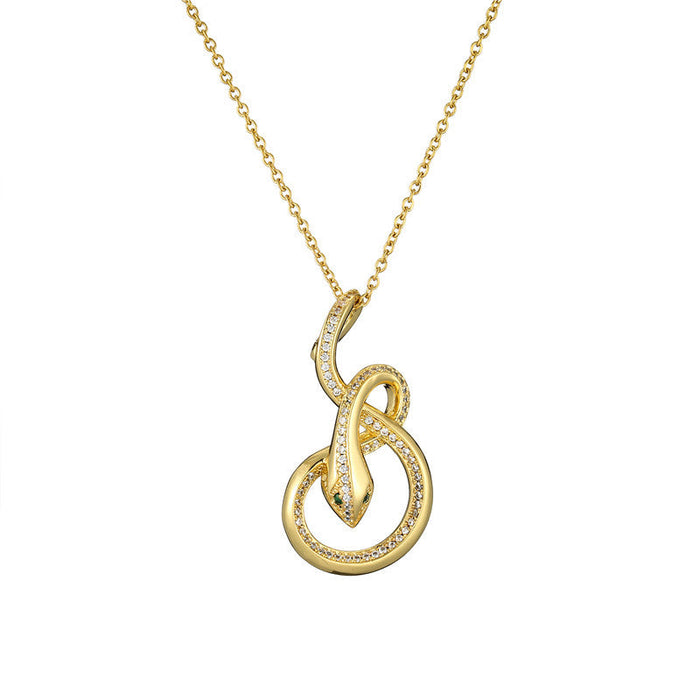 Wholesale Electroplated Copper Zircon Snake Necklaces JDC-NE-AG131 Necklaces 澳古 20266 Wholesale Jewelry JoyasDeChina Joyas De China