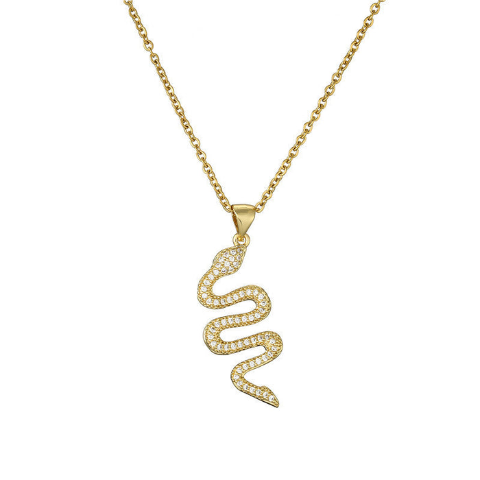 Wholesale Electroplated Copper Zircon Snake Necklaces JDC-NE-AG131 Necklaces 澳古 20296 Wholesale Jewelry JoyasDeChina Joyas De China