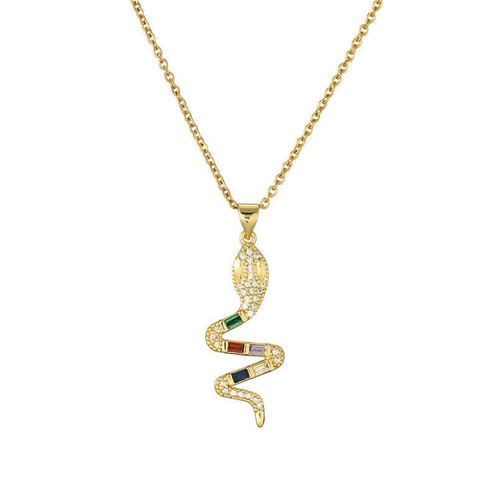 Wholesale Electroplated Copper Zircon Snake Necklaces JDC-NE-AG131 Necklaces 澳古 20297 Wholesale Jewelry JoyasDeChina Joyas De China