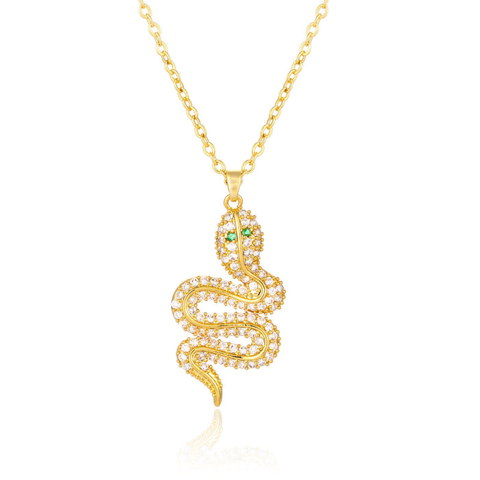 Wholesale Electroplated Copper Zircon Snake Necklaces JDC-NE-WB001 Necklaces 务本 gold Wholesale Jewelry JoyasDeChina Joyas De China