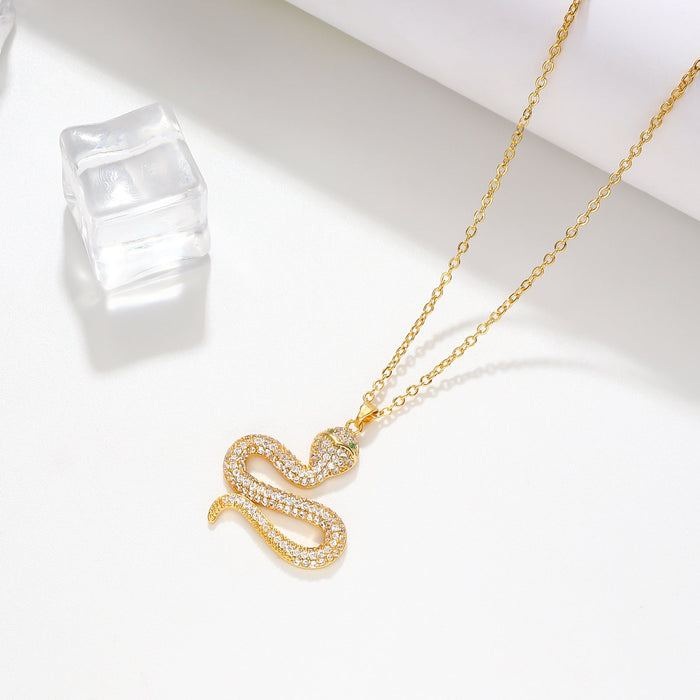 Wholesale Electroplated Copper Zircon Snake Necklaces JDC-NE-WB003 Necklaces 务本 Wholesale Jewelry JoyasDeChina Joyas De China