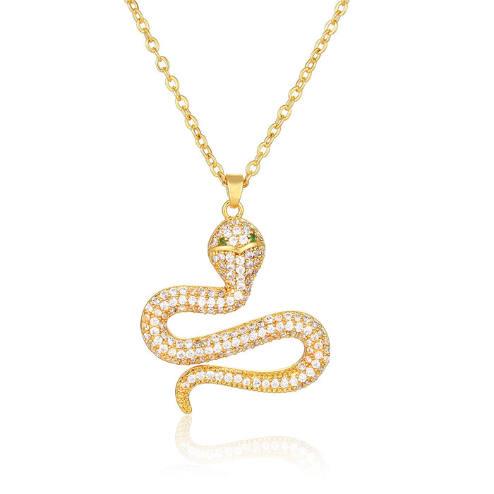 Wholesale Electroplated Copper Zircon Snake Necklaces JDC-NE-WB003 Necklaces 务本 gold Wholesale Jewelry JoyasDeChina Joyas De China
