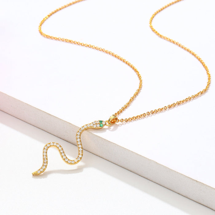 Wholesale Electroplated Copper Zircon Snake Necklaces JDC-NE-WB004 Necklaces 务本 Wholesale Jewelry JoyasDeChina Joyas De China