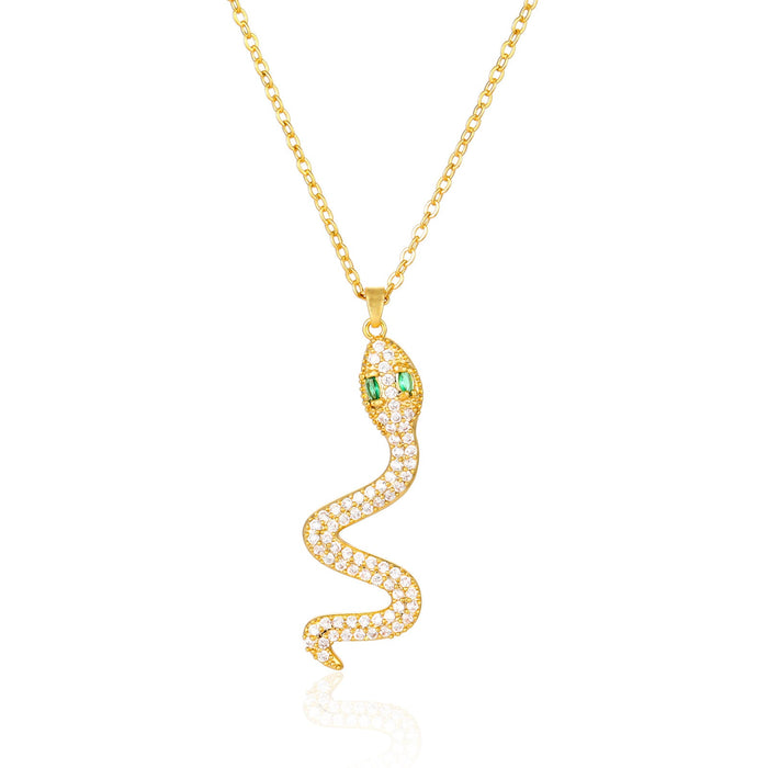 Wholesale Electroplated Copper Zircon Snake Necklaces JDC-NE-WB005 Necklaces 务本 Wholesale Jewelry JoyasDeChina Joyas De China